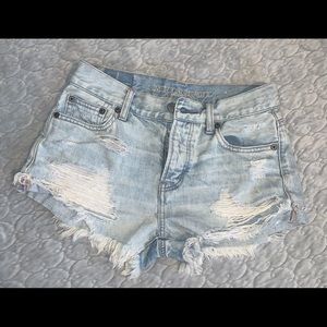 Lightwash Distressed Denim Shorts